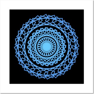 Blue geometric mandala design Posters and Art